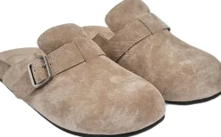KAMAKURA - SILK COW SUEDE MULES WITH BUCKLE>Lovelies Clearance