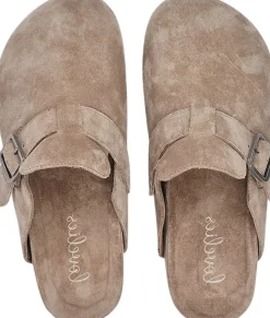 KAMAKURA - SILK COW SUEDE MULES WITH BUCKLE>Lovelies Clearance