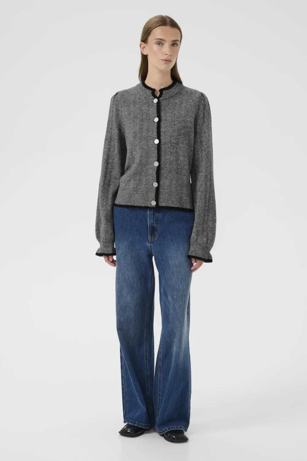 Karen by Simonsen KBEbbie Contrast Cardigan Opal gray melange