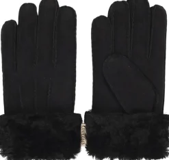 Lovelies KELLY - GLOWES - SHEEP SKIN WITH SHEARLING CUFF Black Clearance