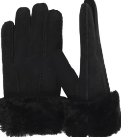 Lovelies KELLY - GLOWES - SHEEP SKIN WITH SHEARLING CUFF Black Clearance
