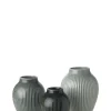 Knabstrup mini vase 3 Stk ripple mat misty green, celadon green, dark>Knabstrup Keramik Best