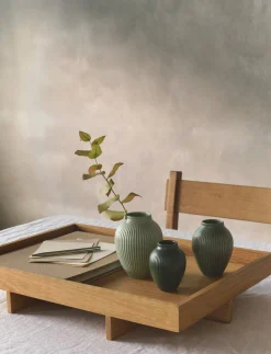 Knabstrup mini vase 3 Stk ripple mat misty green, celadon green, dark>Knabstrup Keramik Best