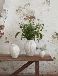 Knabstrup, vase, riller hvid, 27 cm><noscript><img width=
