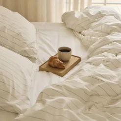 Nordisk Tekstil Økologisk sengelinned Bristol Hvid/brun Hot