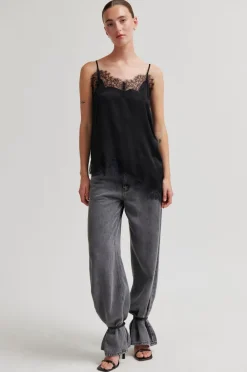 Second Female Lacia Strap Top Black New