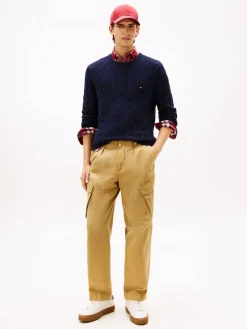 Tommy Hilfiger LAMBSWOOL BLEND CABLE CREW Desert sky Discount