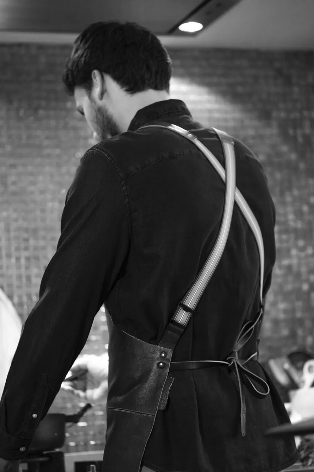 Læderforklæde Suspender Serie Apron Vintage Camel>DutchDeluxes Online