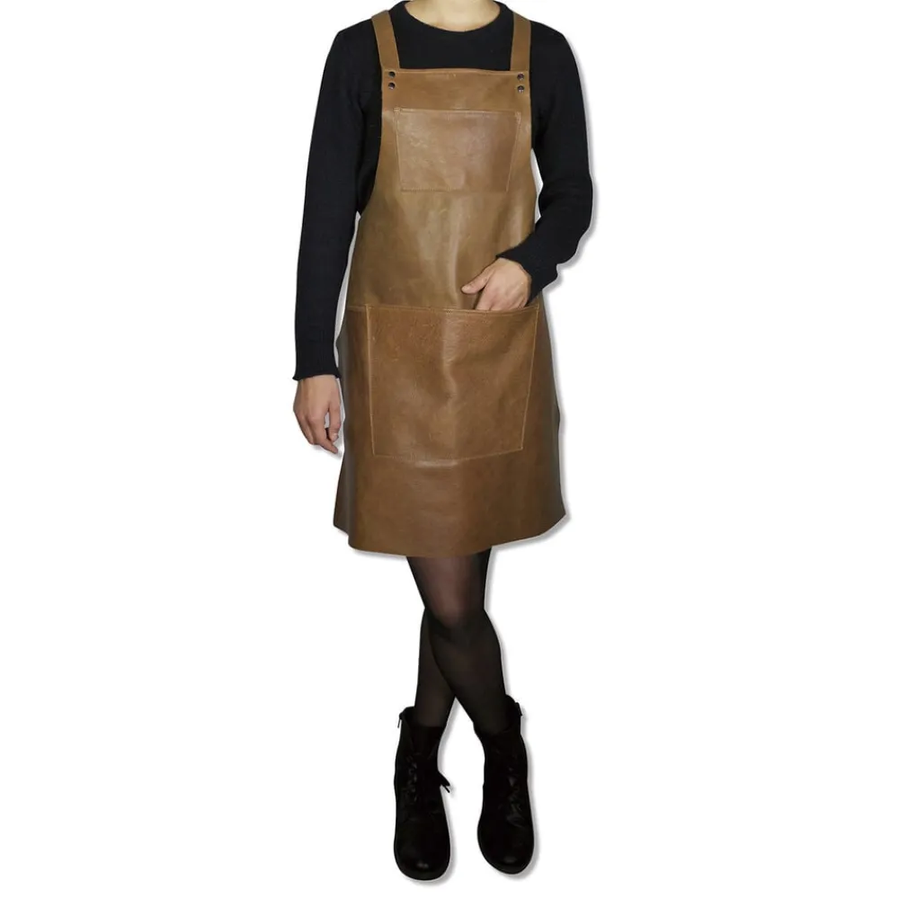 Læderforklæde Suspender Serie Apron Vintage Camel>DutchDeluxes Online