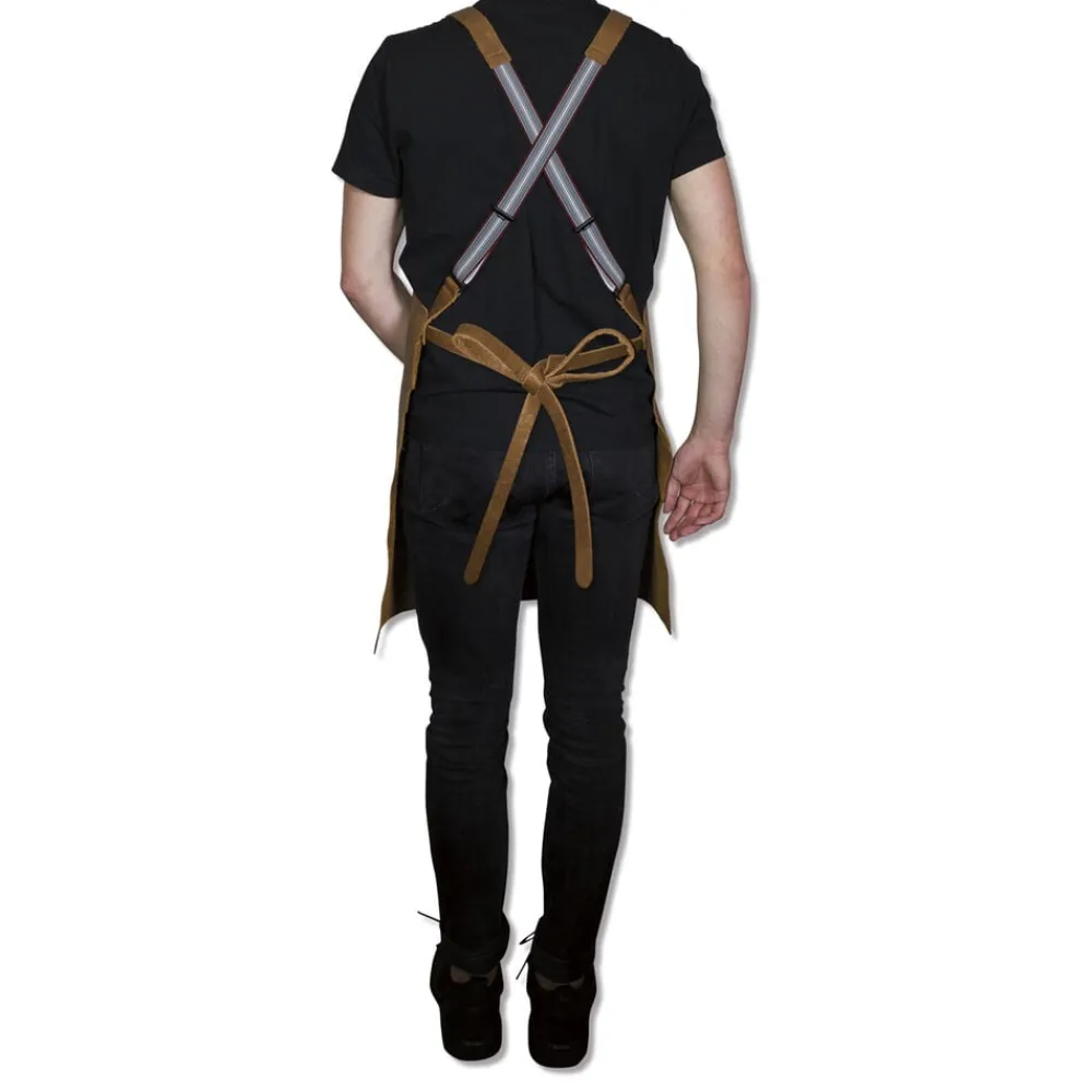 Læderforklæde Suspender Serie Apron Vintage Camel>DutchDeluxes Online