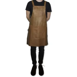 Læderforklæde Suspender Serie Apron Vintage Camel><noscript><img width=