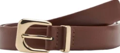 MANGO Leather effect belt with buckle Brown