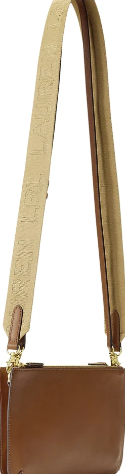 Lauren Ralph Lauren Leather Medium Landyn Crossbody Bag Lauren tan New