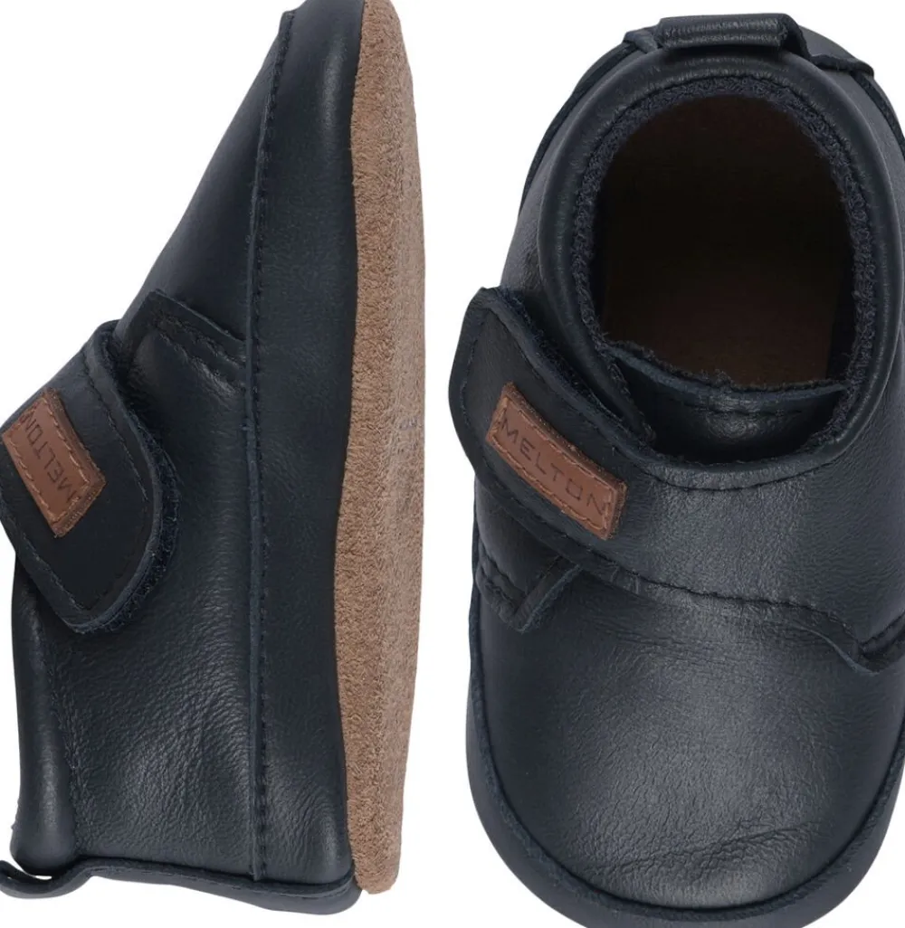 Børn Melton Leather Slippers with velcro