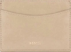 MANGO Leather-effect card holder Light beige Outlet