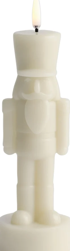 LED candle, Nutcracker, Oyster grey, Smooth, 7x21 cm>Uyuni Online