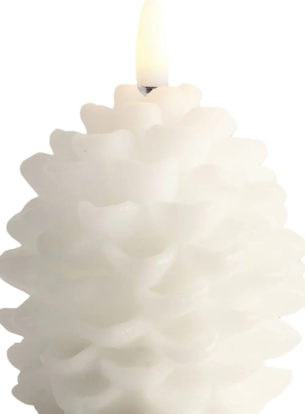 Uyuni LED candle Pine cone, Nordic White, Smooth, 7x7 cm
