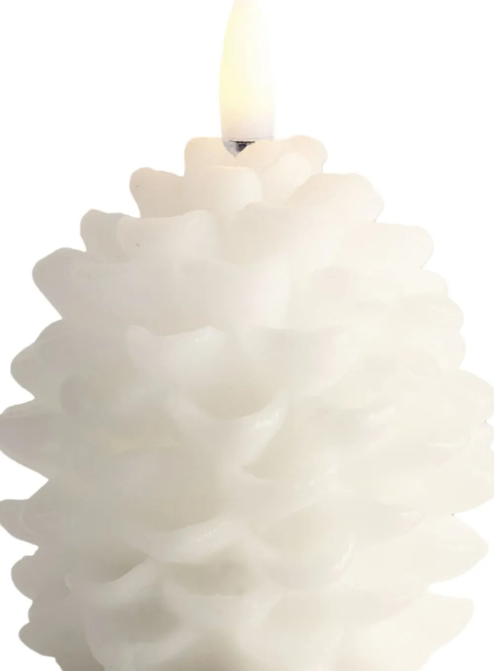 Uyuni LED candle Pine cone, Nordic White, Smooth, 7x7 cm