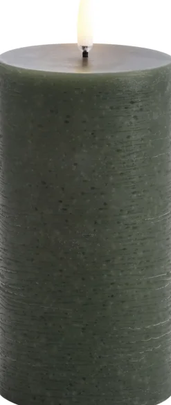 LED pillar candle, Olive green, Rustic, 7,8 x 15,2 cm 4/24>Uyuni Sale