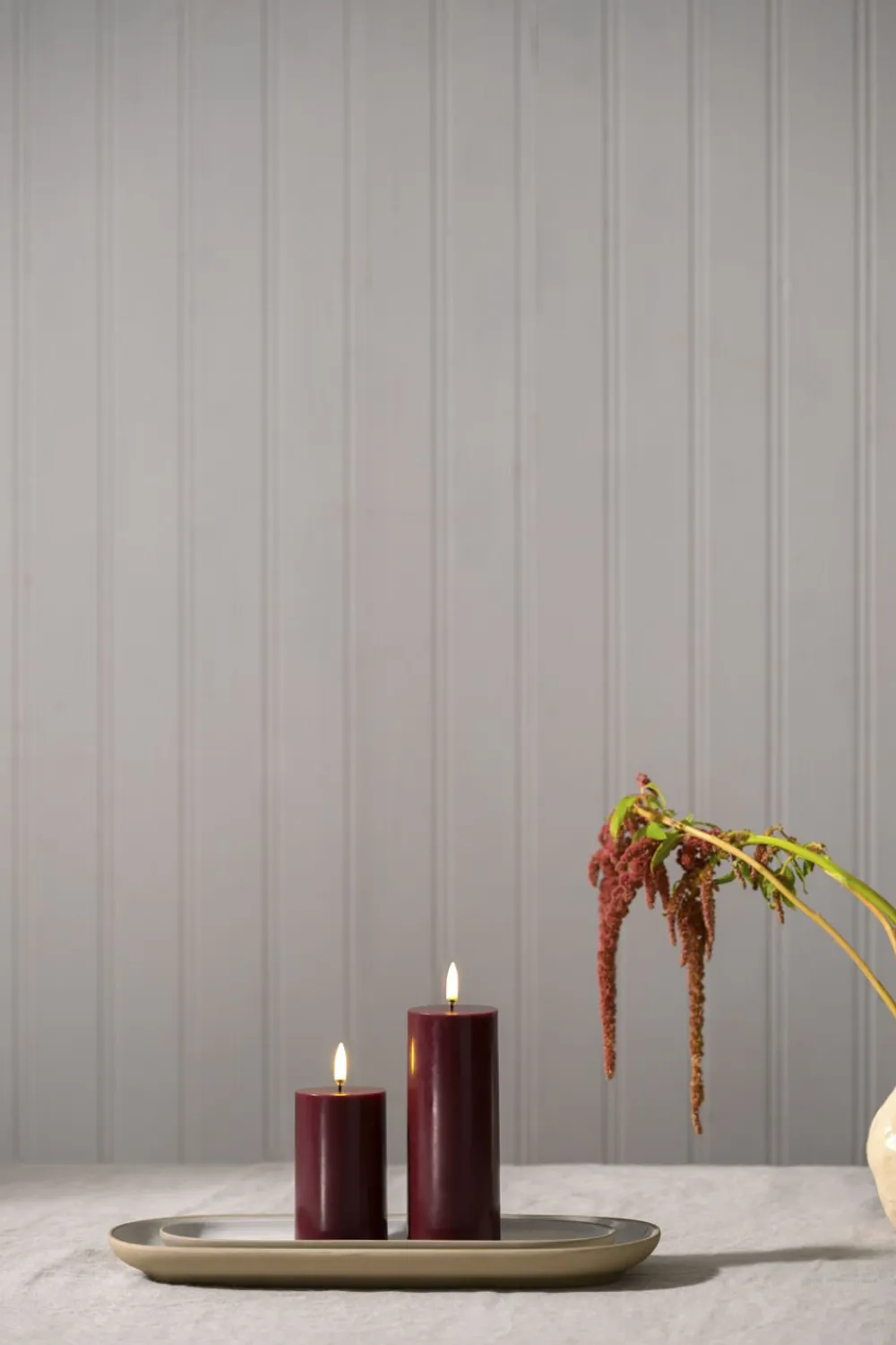 LED pillar candle, Wine red, Smooth, 5,8x15,2 cm>Uyuni