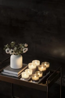 Uyuni LED rechargeable glass candle, Grey, 9,2x10,2 cm Discount