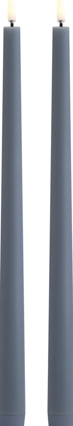 Uyuni LED taper candle, Hazy blue, Smooth, 2,3x32 cm / 2-pack