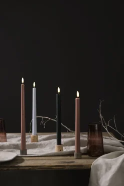 LED taper candle, Pine green, smooth, 2-pack, 2,3x25 cm><noscript><img width=