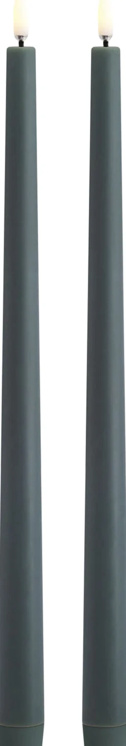 Uyuni LED taper candle, Pine green, Smooth, 2,3x32 cm / 2-pack