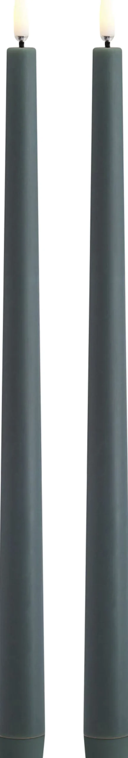 Uyuni LED taper candle, Pine green, Smooth, 2,3x32 cm / 2-pack