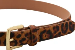 MANGO Leopard fur leather belt Brown Sale