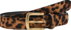 MANGO Leopard leather belt Brown Discount
