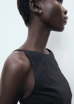 Dame MANGO Linen cotton blend draped dress