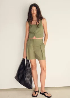 Linen-blend suit bermuda shorts>MANGO Sale