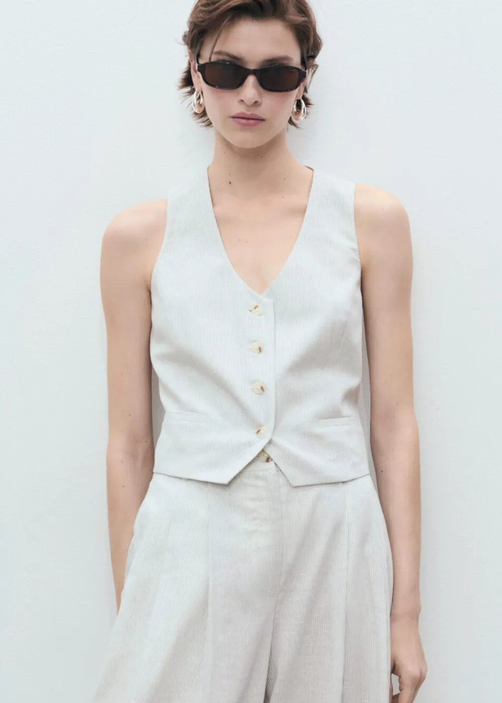 Linen-blend suit waistcoat>MANGO Sale