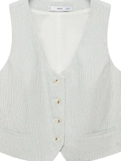 Linen-blend suit waistcoat><noscript><img width=