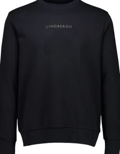 Lindbergh Logo chest print o-neck sweat Sort