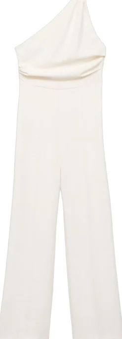MANGO Long asymmetrical draped jumpsuit Natural white Hot