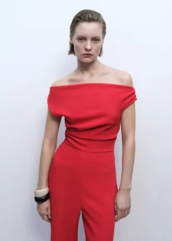 Dame MANGO Long asymmetrical draped jumpsuit