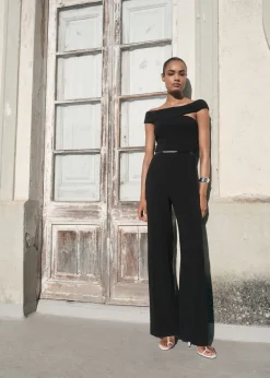 Long jumpsuit with asymmetrical nec>MANGO Sale