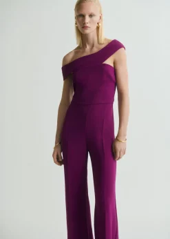 MANGO Long jumpsuit with asymmetrical nec Medium purple Online
