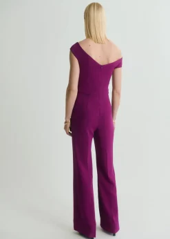 MANGO Long jumpsuit with asymmetrical nec Medium purple Online
