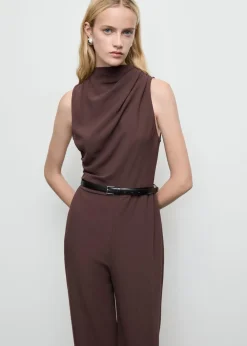 Long jumpsuit with draped neck and>MANGO Clearance
