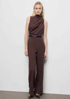 Long jumpsuit with draped neck and>MANGO Clearance