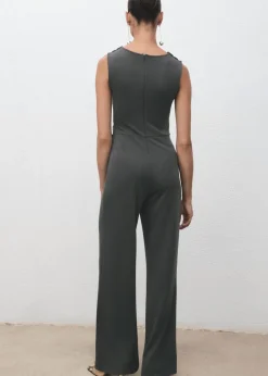 MANGO Long jumpsuit with knot Charcoal Sale
