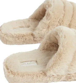 Ted Baker LOPSEY Faux Fur Mule Slipper Natural New