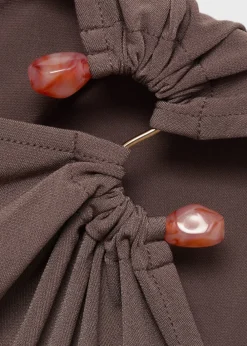 MANGO Lurex knitted top with crossed back Lt pastel brown