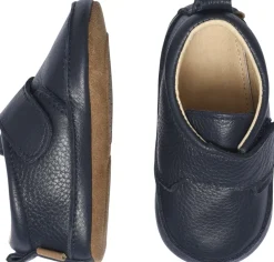 Melton Luxury leather slippers velcro Marine Online