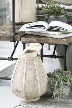 Lygte m/glasindsats konisk hessiansider>Ib Laursen Sale