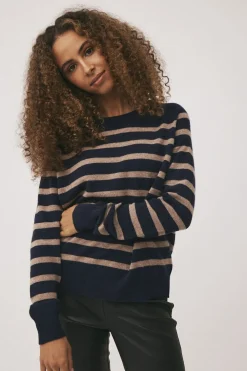 Magasin du Nord Collection Mabel 2 - 100% Cashmere Sand / navy stripe Discount