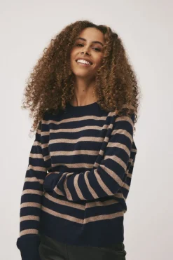 Magasin du Nord Collection Mabel 2 - 100% Cashmere Sand / navy stripe Discount